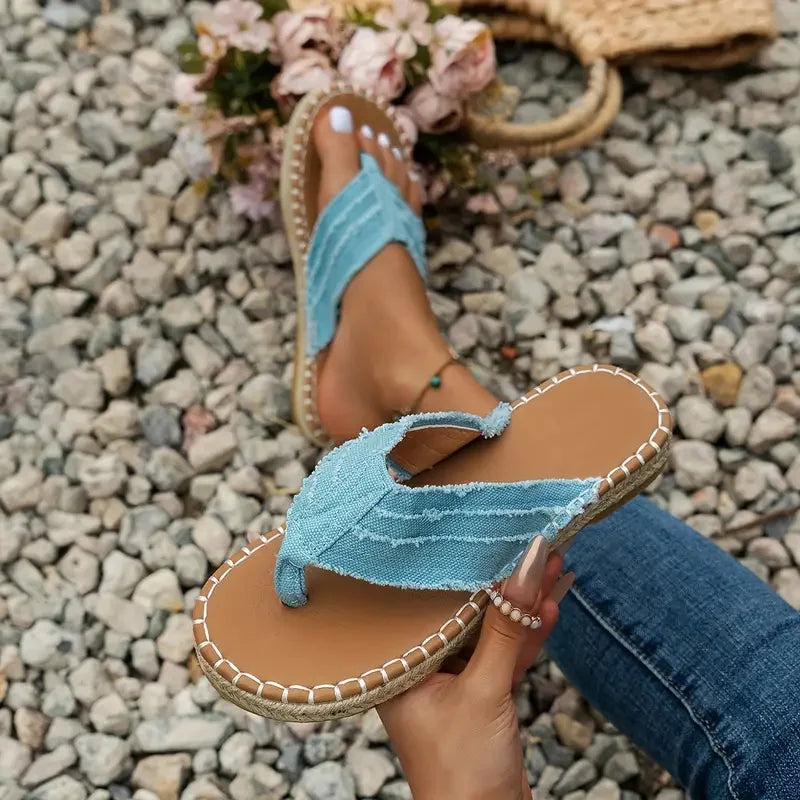 BOHO DENIM FLIP-FLOPS