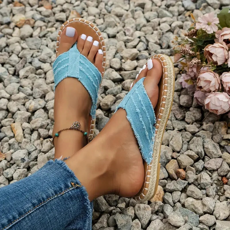 BOHO DENIM FLIP-FLOPS